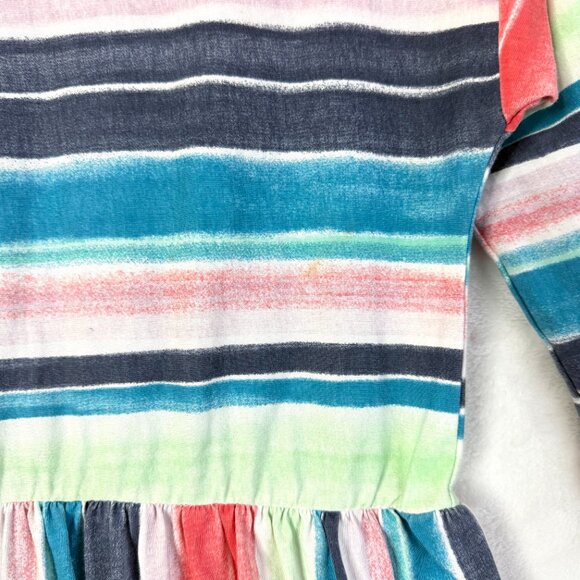 Tea Collection Striped Long Sleeve Hi Low Dress Girls Small 7 Multicolor - Picture 3 of 8